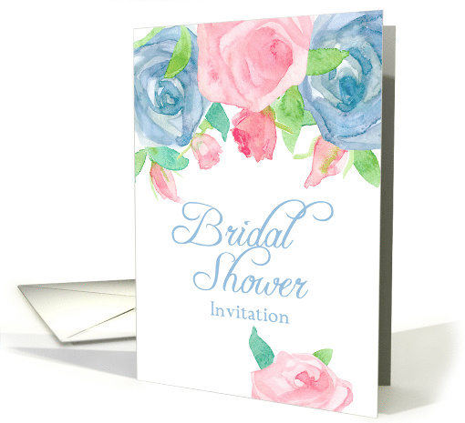 Bridal Shower Invitation Pink Gray Roses card (171397)