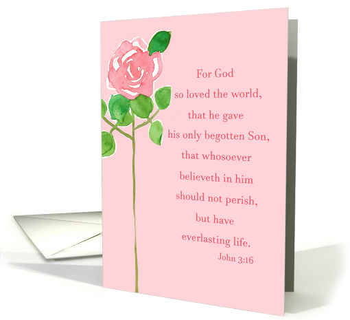 Valentine's Day Pink Rose John Bible Verse Christian Religious card