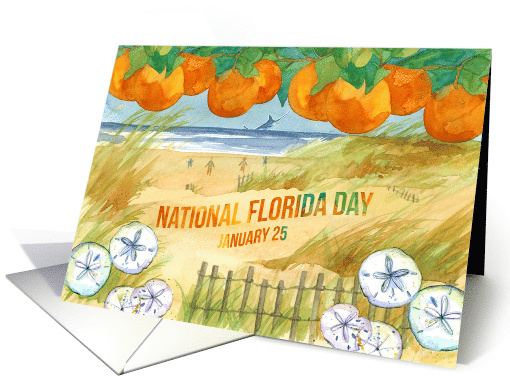 National Florida Day January 25 Oranges Marlin Sand Dollars card
