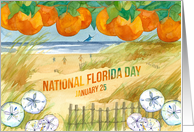 National Florida Day January 25 Oranges Marlin Sand Dollars card