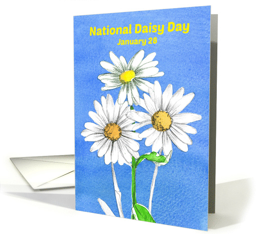 National Daisy Day January 28 Royal Blue Watercolor card (1724404)