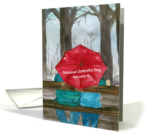 National Umbrella Day February 10 Park Bench Rainy Day card (1726098)