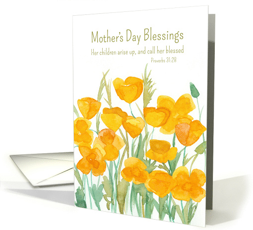 Mother's Day Blessings Bible Verse Proverbs 31 California Poppies card