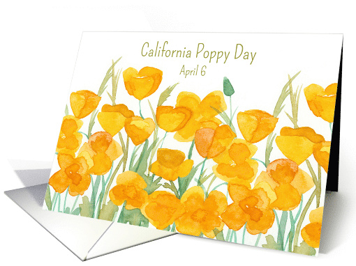 California Poppy Day April 6 Watercolor Flowers card (1729100)