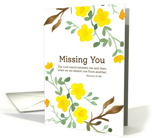 Missing You Genesis Bible Verse Religious Yellow Flowers card