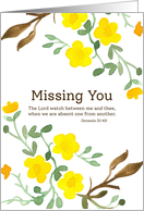 Missing You Genesis Bible Verse Religious Yellow Flowers card