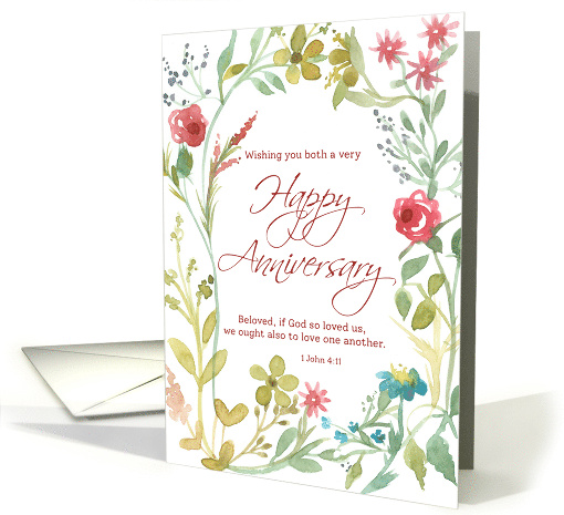 Happy Anniversary John Bible Verse Christian Roses card (1731722)