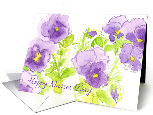 Happy Nurses Day Purple Pansy Garden Flowers card (173368)