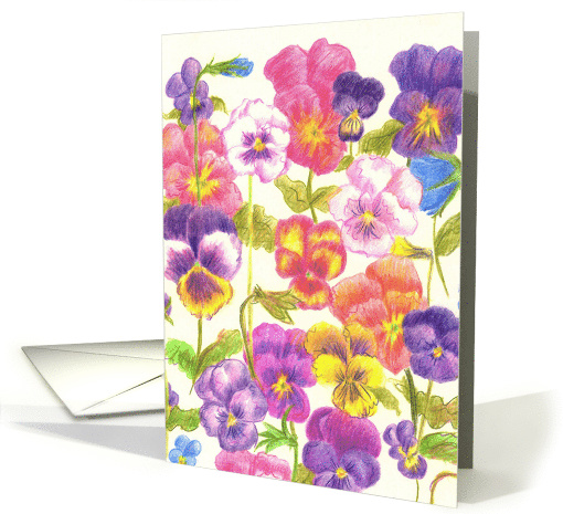 Victorian Pansy Flowers Blank card (173492)
