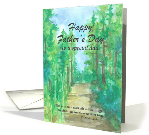 Happy Father's Day Bible Verse Proverbs 20 7 Forest card (1734990)