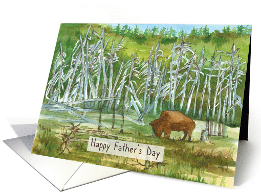 Happy Father's Day Bison Wildlife Forest Trees card (1735052)