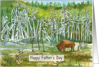 Happy Father’s Day Bison Wildlife Forest Trees card