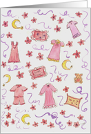 Pink Pajamas Slumber Party Invitation Watercolor Illustration card