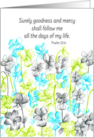 Encouragement Bible Verse Psalms 23 6 Pansy Flowers card