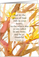 Happy Thanksgiving Bible Verse Colossians Fall Tree card