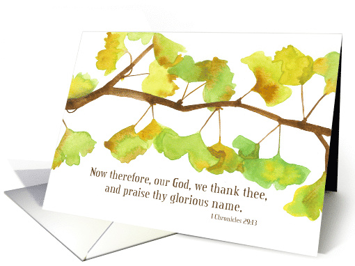 Happy Thanksgiving Bible Verse 1 Chronicles Ginkgo card (1735968)