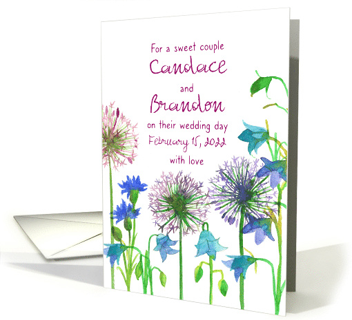 February Wedding Congratulations Alliums Custom Name card (1736374)