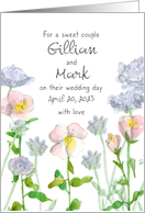 April Wedding Congratulations Primrose Custom Name card