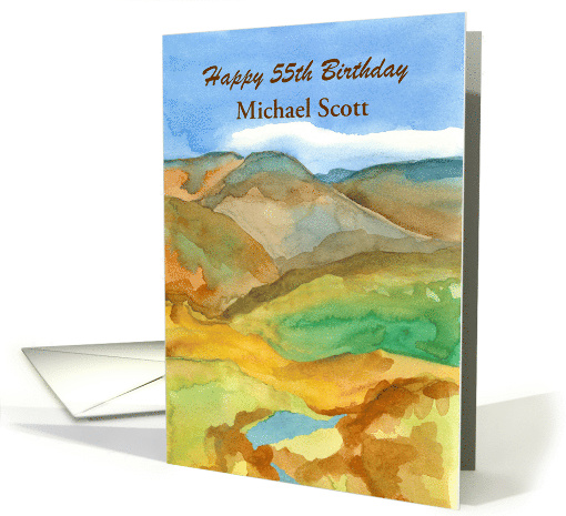 Happy 55th Birthday Mountains Custom Name Age card (1738912)