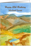 Happy 55th Birthday Mountains Custom Name Age card