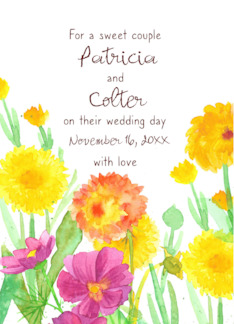 November Wedding Congratulations Dahlias Custom