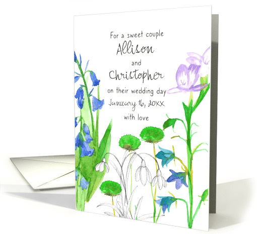 January Wedding Congratulations Freesia Flowers Custom card (1740180)