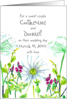 March Wedding Congratulations Daisy Flowers Custom card
