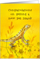 Congratulations New Pet Lizard Yellow Watercolor Spatter card