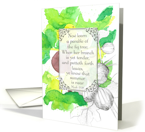 Happy Summer Bible Verse Mark 13 Religious Fig Tree card (1741878)