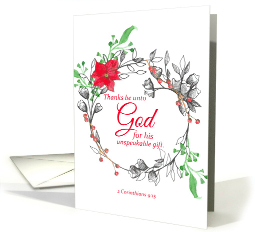 Merry Christmas Bible Scripture Corinthians Poinsettia card (1743658)