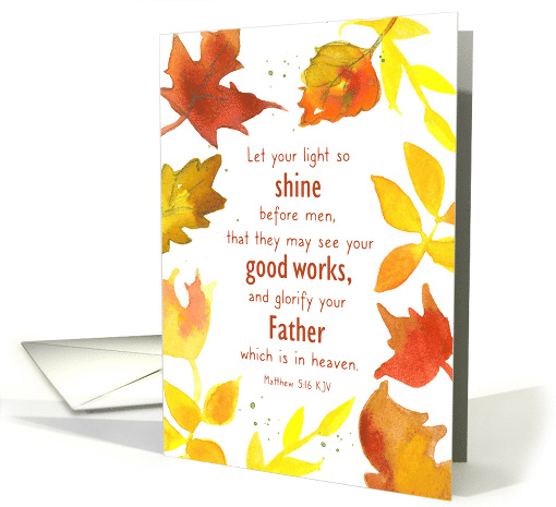 Encouragement Bible Verse Matthew Leaves Spatter Spots card (1745220)