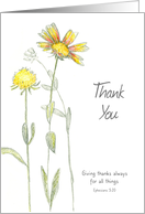 Thank You Bible Verse Ephesians Yellow Flowers card
