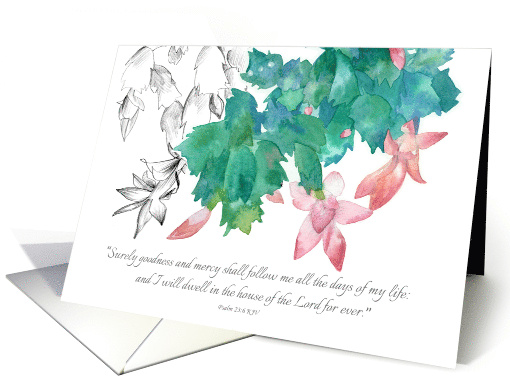 Merry Christmas Psalms Bible Scripture Flowering Cactus card (1750458)