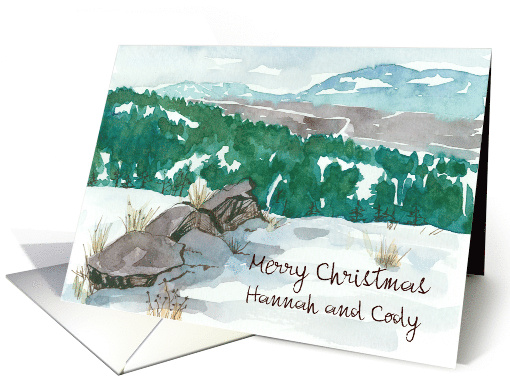 Merry Christmas Desert Winter Landscape Custom Name card (1751032)