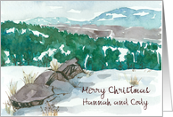 Merry Christmas Desert Winter Landscape Custom Name card