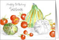 Happy Birthday Vegetables Cherry Tomato Custom card
