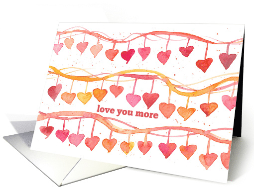 Love You More Happy Valentine's Day Hearts Spatter card (1755802)