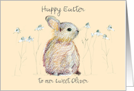 Happy Easter Rabbit Flowers Custom Name card