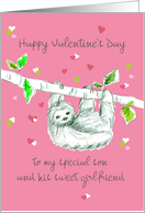 Happy Valentine’s Day Son and Girlfriend Sloth Custom card