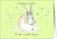 Happy Easter Niece Bunny Rabbit Personalized card