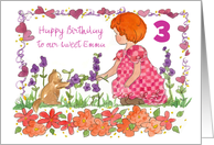 Happy 3rd Birthday Little Girl Kitten Custom Name card