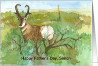 Happy Father’s Day Pronghorn Antelope Custom Name card