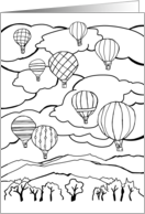 Happy Birthday Coloring Book Card Hot Air Balloon card