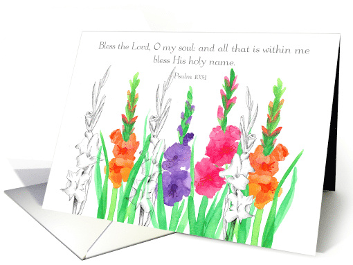 Happy Birthday Scripture Psalms Religious Gladiolus card (1764966)