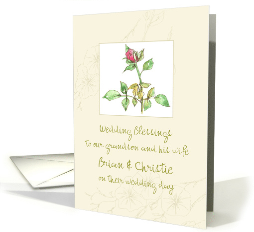 Wedding Blessings Rose Flowers Custom Name card (1770832)