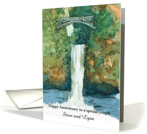 Happy Anniversary Waterfall Bridge Custom Name card (1776704)