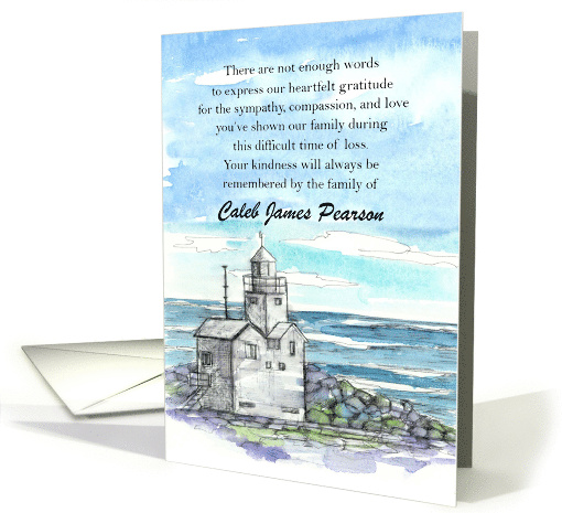 Thank You For Your Sympathy Lighthouse Custom Name card (1780006)