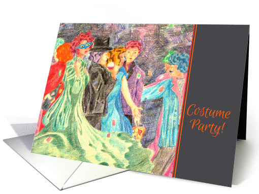 Costume Party Invitation Masquerade People Illustration card (178871)