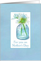 For You On Mother’s Day White Watercolor Shasta Daisy Bouquet card