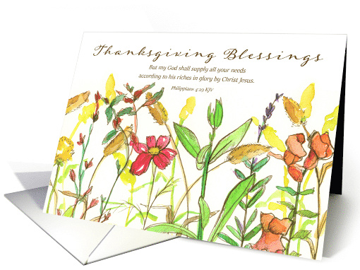 Thanksgiving Blessings Scripture Philippians Fall Flowers card